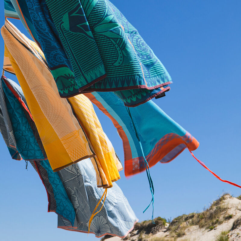 Beach towel Baignade &agrave; Socoa Beige 39"x79" 100% cotton, , hi-res image number 1